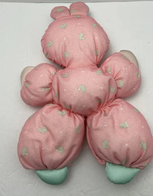 Vintage Fisher Price Slumber Babies Plush Pink Bunny Ears 10"Stuffed Doll 1989 2