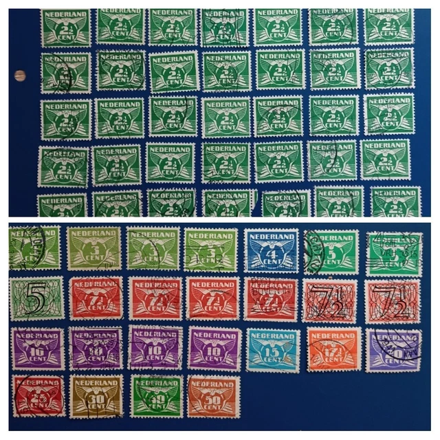 LOT 100 BRIEFMARKEN NIEDERLANDE „TAUBE", gestempelt, ohne Papier und Falz