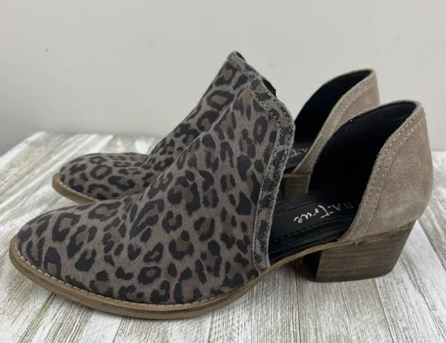 Diba True Boots Ankle Booties Leather Animal Print Cut Out Heels Women’s 8.5