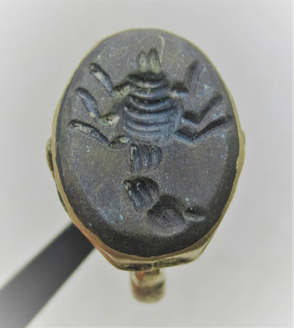 A135 Beautiful Post Medieval Islamic Gold Gilded Ottomans Seal Ring With Stone