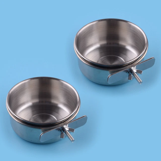 Steel Pet Hanging Bowl Feeding Cat Dog Bird Parrot Cage Food Cup Water Hot 2set
