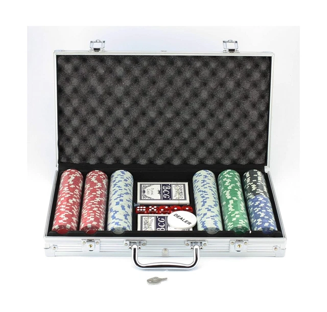Premium Casino Style 300 Pieces Poker Chips Set, with Aluminum Finish Case, 2...