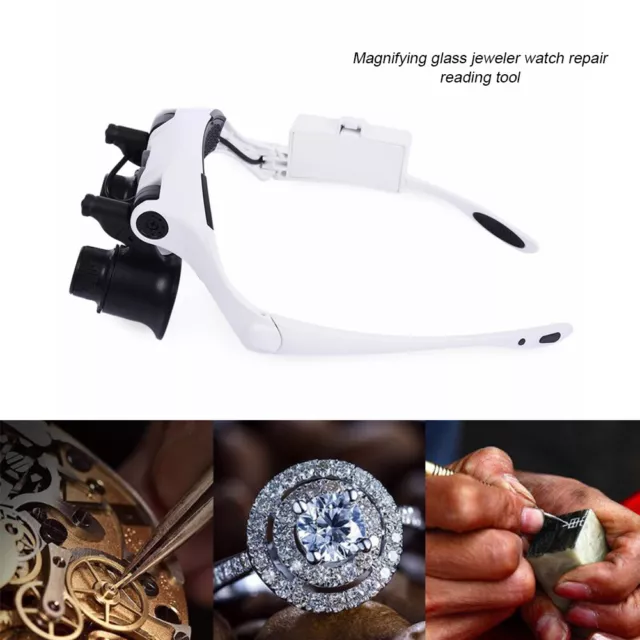 25X Magnifier Magnifying Eye Glass Loupe Jeweler Watch Read Repair Kit LED Light