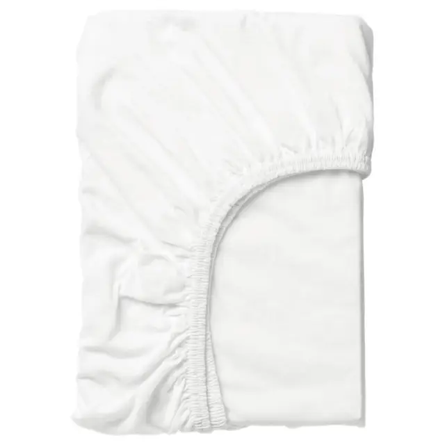 IKEA LEN Fitted sheet, white, 70x160 cm