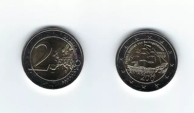 2 Euro Gedenkmünze 2020 aus Estland, Entdeckung der Antarktis, bankfrisch, bfr