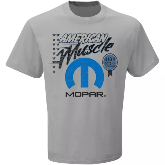 Mopar High Octane American Muscle Men's Grey Distressed Short Sleeve Tee Shirt