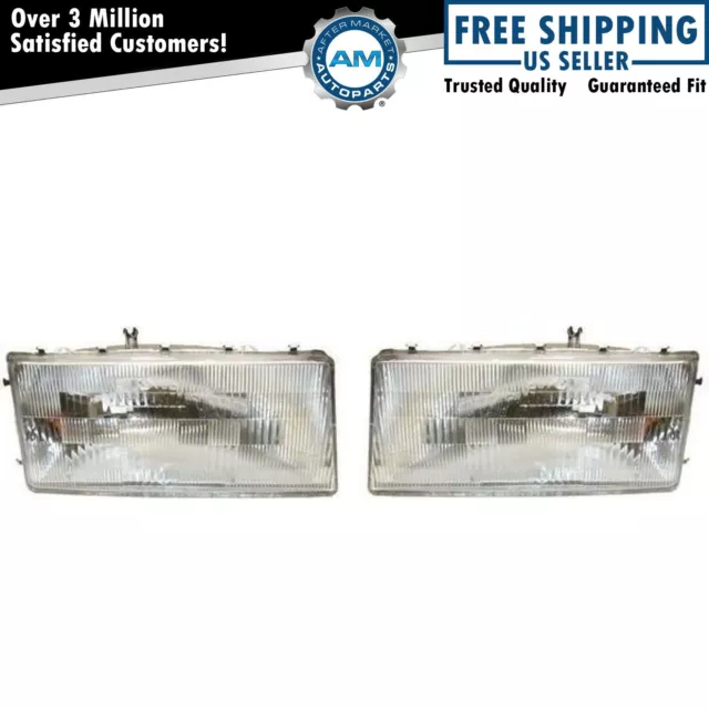 Headlights Headlamps Left & Right Pair Set for Chrysler Lebaron Spirit Acclaim