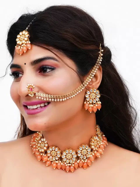 Collier Bollywood Kundan – Noir Plaqué Or, Perles Jhumki, Bijou Mariage Meenakari