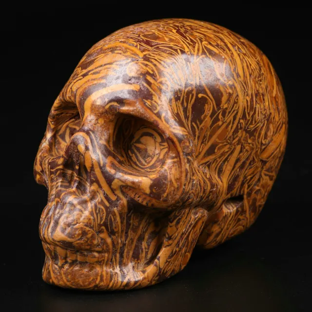 1.9" Elephant Skin Jasper Carved Crystal Skull, Realistic, Crystal Healing