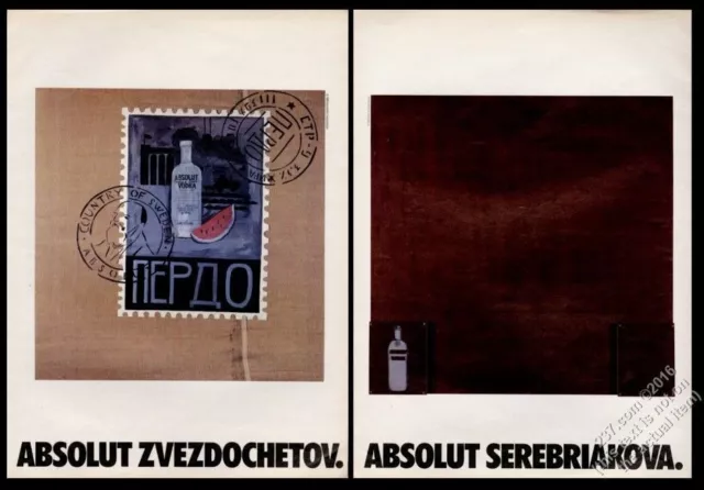 1990 Absolut Vodka Maria Serebriakova Konstantin Zvezdochetov bottle art big ad