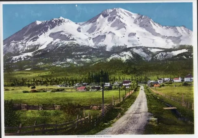 Vintage Print View of Mount Shasta from Sisson Circa 1915 Small Rural Town