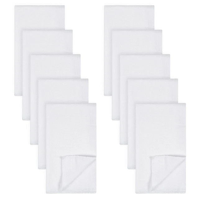 10 Count Cloth Diapers Reusable Washable Cotton Burp Cloth Flatfold White NEW