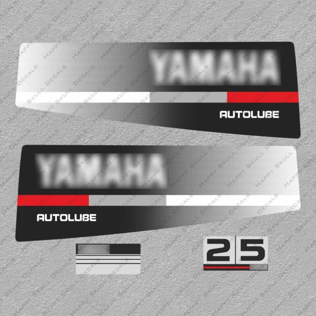 Yamaha 25 HP Autolube Two Stroke Outboard Engine Decals Sticker Set reproduction