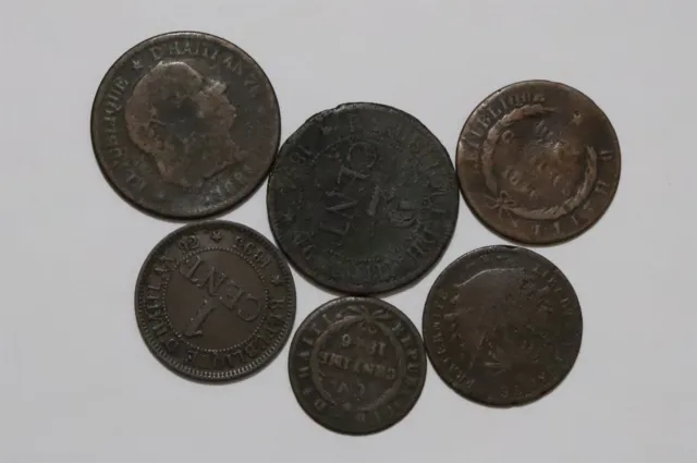 Haiti - 6 Old Coins Lot Xix Century B49 Ze27