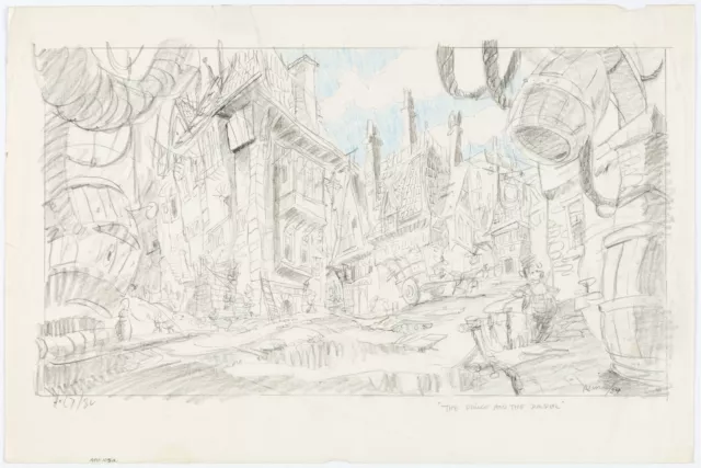 Prince n Pauper 1989 Production Animation Concept Art Disney Signed Alvaro Arce