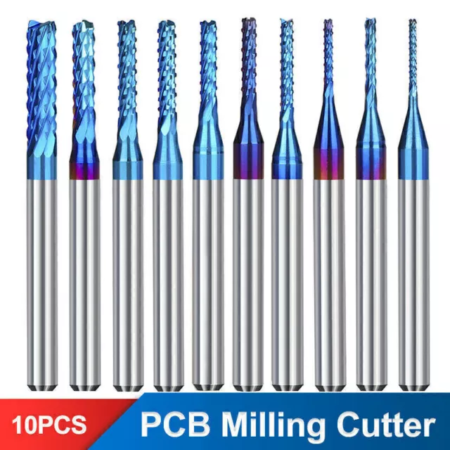 10pcs 3.175mm 0.5-3.175mm Engraving Bits Carbide End Mill CNC PCB Milling Cutter