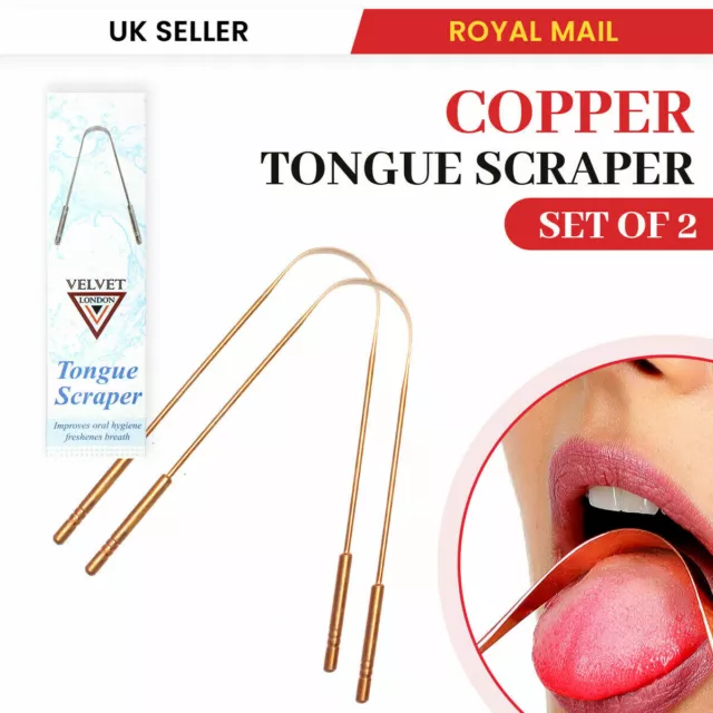 2x Copper Metal Tongue Cleaner Ayurvedic Mouth Scraper Oral Care Dental Hygiene