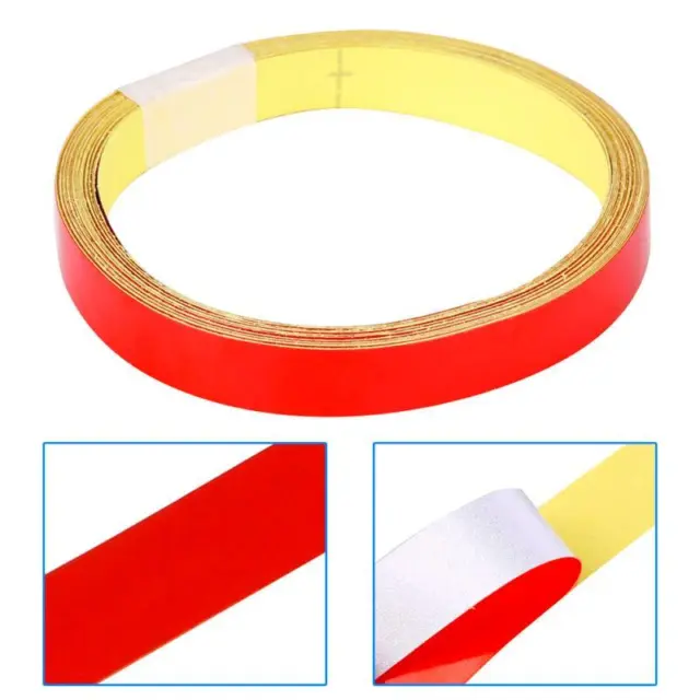 Reflective Tape Strip 1cm x 5m Red Car Safety Warning Sticker Decal