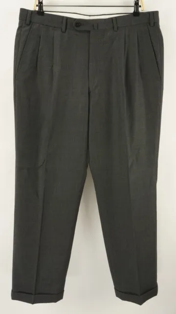 Ermenegildo Zegna Mens 36 x 30 Dark Gray Jersey Wool Pleated Cuffed Trouser Pant