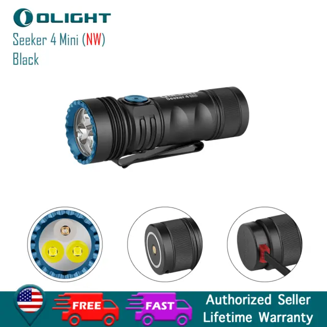 Olight Seeker 4 Mini Neutral White Light Rechargeable LED Flashlight w/ UV Light
