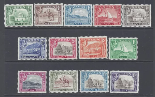 Aden  Gvi  1939-48 Set Of 13 Mint Hinged  Sg 16/27