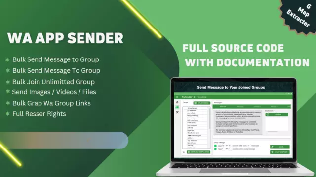 WA App Sender - Bulk Messaging, Group Sender, Autoresponder, and Google Map Data
