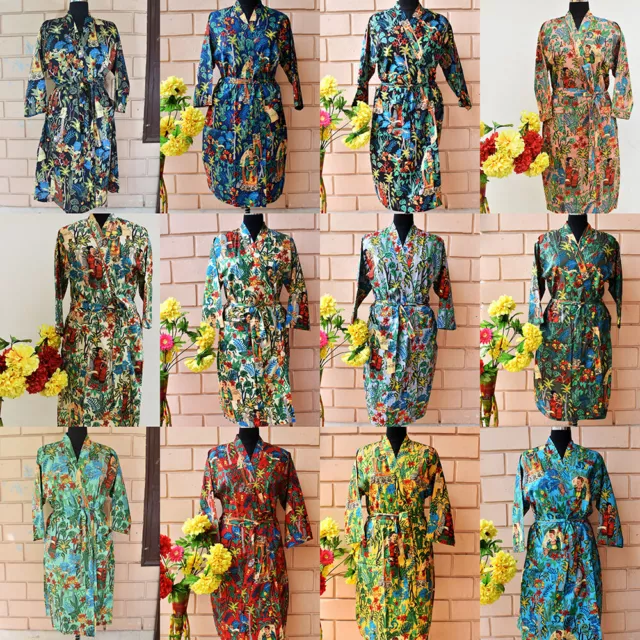 Indian Frida Kahlo Baumwolle Kimono Sammlung Damen Nacht Kimono Robe Nacht Maxi