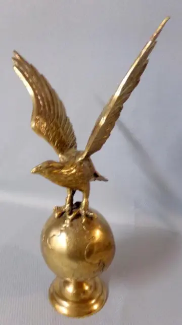Solid Cast Brass World Globe Eagle Sculpture
