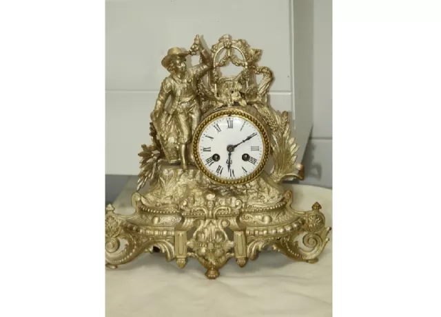 Q99g/ Figürliche KAMINUHR Japy Freres Pendule mit Kavalier  ~ 1855 Frankreich