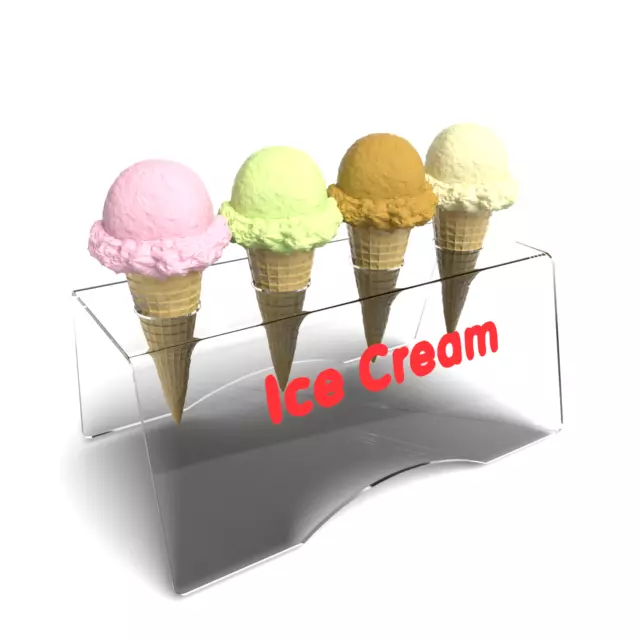 Ice Cream Cone Stand Holder For 4 Cones With Ice Cream Text