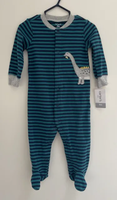 Carters Baby Boys Cute Embroidered Dinosaur Snap-Up Cotton Sleep & Play Blue 9 M