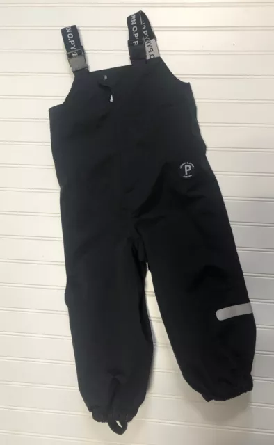 Polarn O Pyret Black Toddler Waterproof Bib Shell Rain Snow Pants Size 1.5 -2 YR