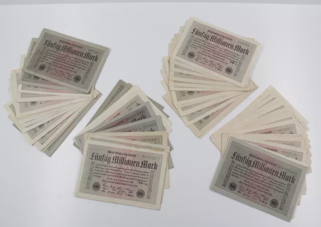 Konvolut Sammlung 60x Reichsbanknote 50 Millionen Mark 1923 Geldschein Inflation