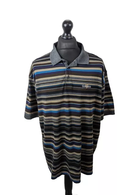 Guinness Polo Shirt Mens XXL 2xl Multicolored Stripes Short Sleeve