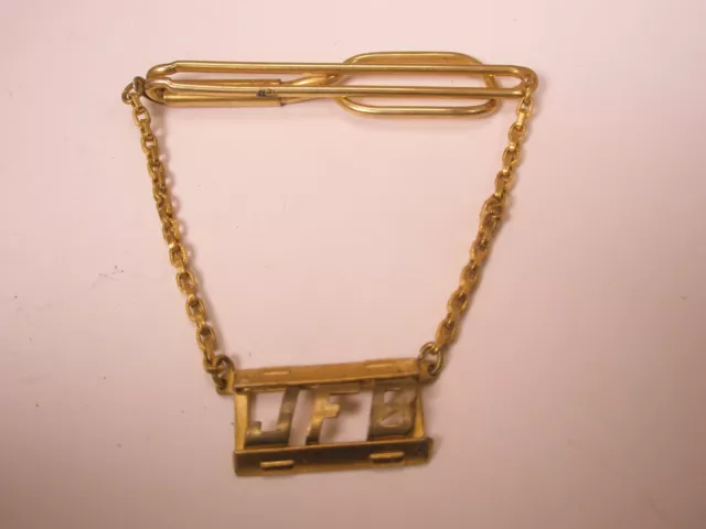 /JFB Monogram Initial Fancy Cable Chain Vintage SWANK Pendant Tie Bar Clip