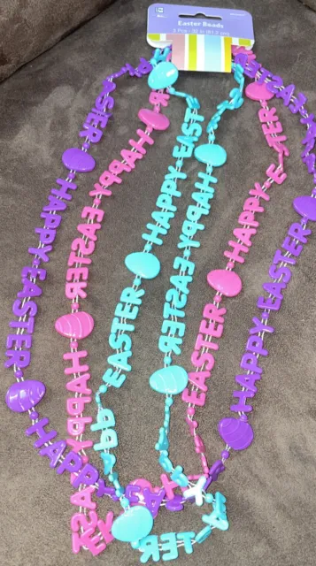 Happy Easter Beads Necklaces 32” Set Of 3 Super Cute!!