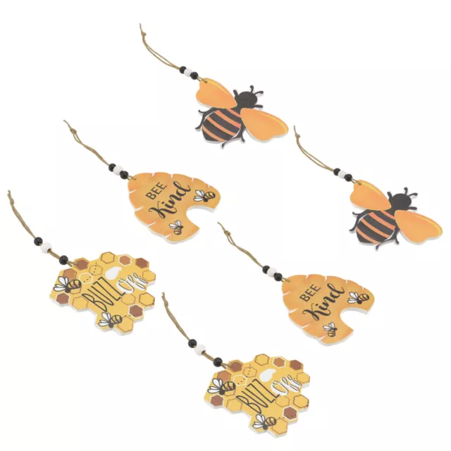 6 Holz-Ornamente Honigbiene Hänger Plaque Festivaldekoration Gelb