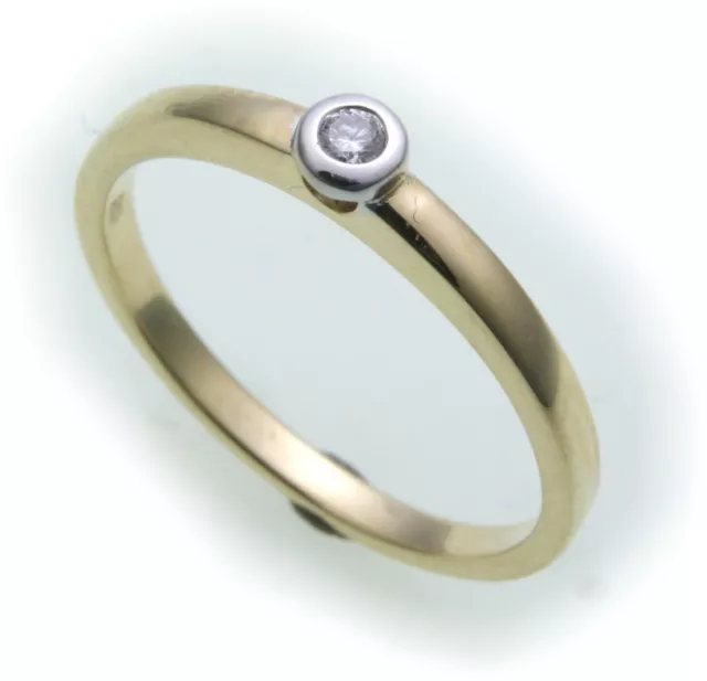 Damen Ring Brillant 0,05ct SI Diamant echt Gold 750 18k Qualität Gelbgold