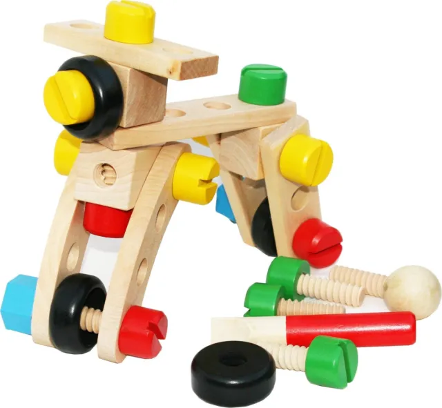 Toys of Wood Oxford Set con Viti e Bulloni - Giocattolo in Legno - Set di Blo...