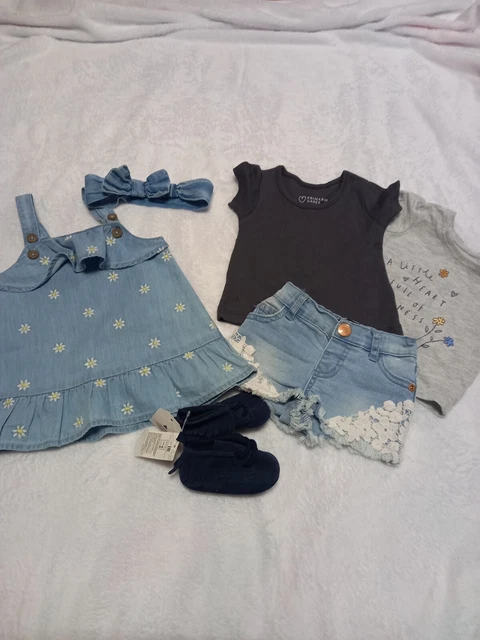 baby girl clothes 0-3 months bundle, dress , shoes brand new  t shirts used once