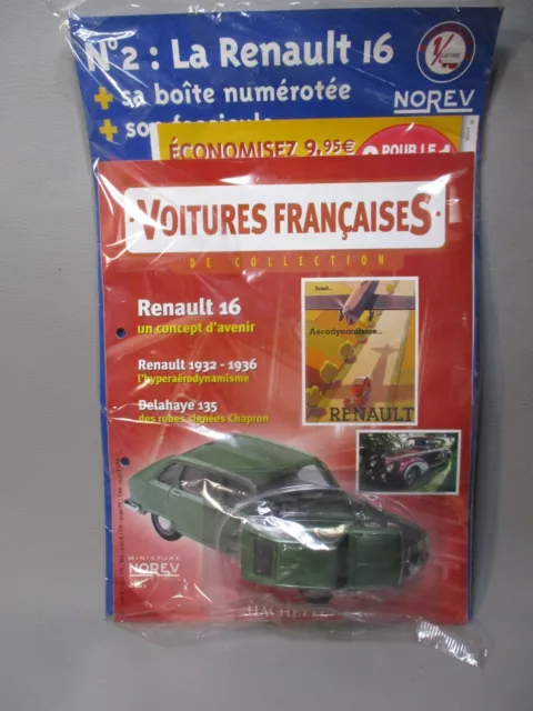 LG1905 NOREV HACHETTE Voitures Francaises 2 1/43 Voiture  Renault 16 vert metal