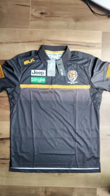 Brand New AFL On Field BLK Richmond Tigers Polo Shirt - Medium Mens With Tags