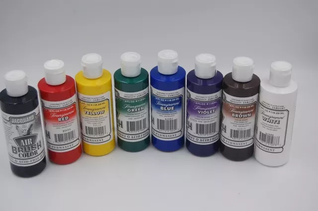 ¡8 colores! Pintura aerógrafo transparente Jacquard serie 4 FL OZ 118 ML cada una 2