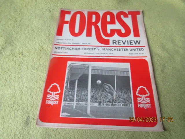 Nottingham Forest v Manchester Utd - Division 2 match in 1975 at City Ground