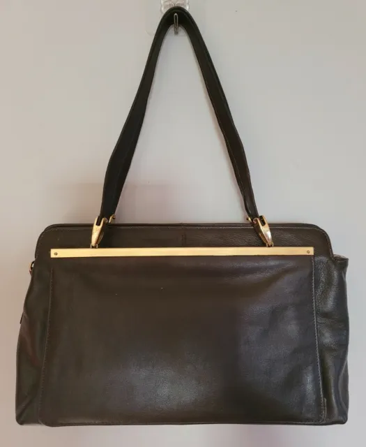 ARROW Vintage Genuine LEATHER Handbag Victoria Top Grain Hide Brown Bag