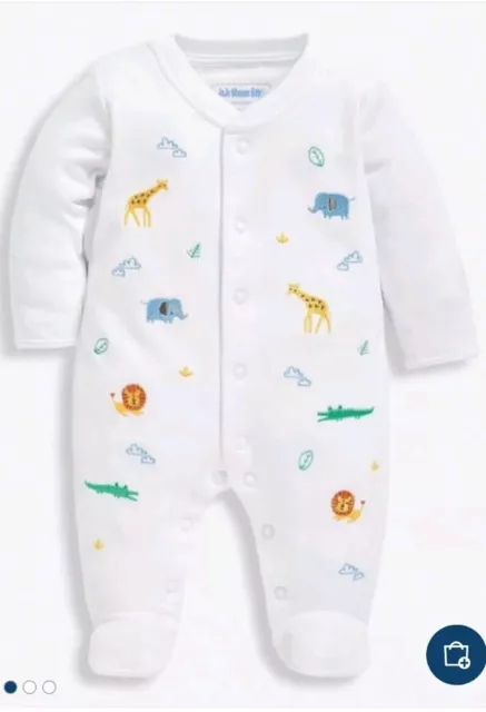 JOJO MAMAN BEBE 3-6 Months Cute Safari Embroidered Sleepsuit BNWT