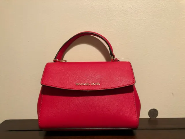 MICHAEL KORS AVA XS Extra Small Leather Mini Crossbody Bag Bright Red Brand  New $106.80 - PicClick