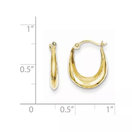 10K YELLOW GOLD Oval Hoop Earrings Polished Hollow Hoops 0.6 Inch ...
