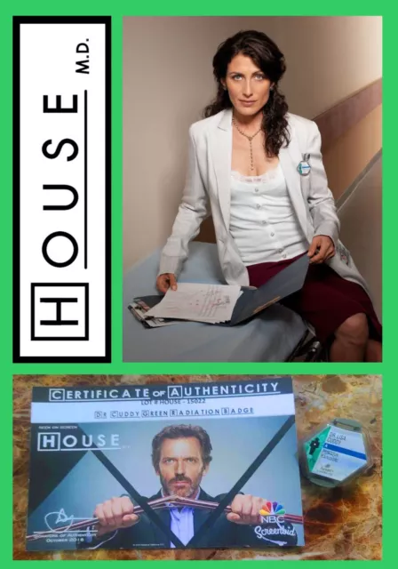 HOUSE MD: Dr. Cuddy/Lisa Edelstein Green Radiation Badge Studio COA