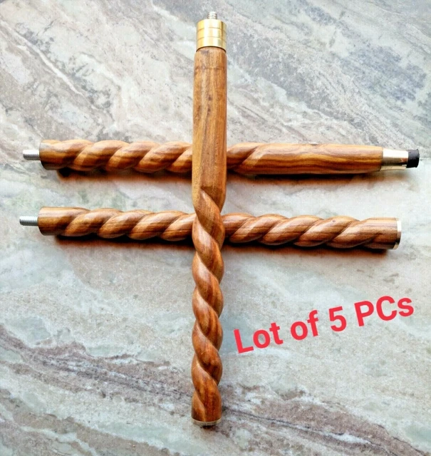 Canne De Marche Vintage En Bois 3 Plis - Style Corde, Réglable, Fabrication Artisanale Inde